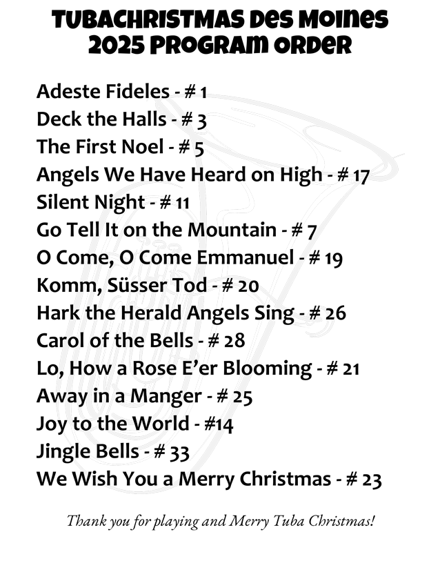 tubachristmas-2025-song-list